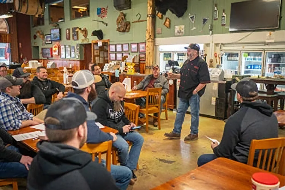 Wurstmeister Mike Sloan teaching a class at Hermann Wurst Haus